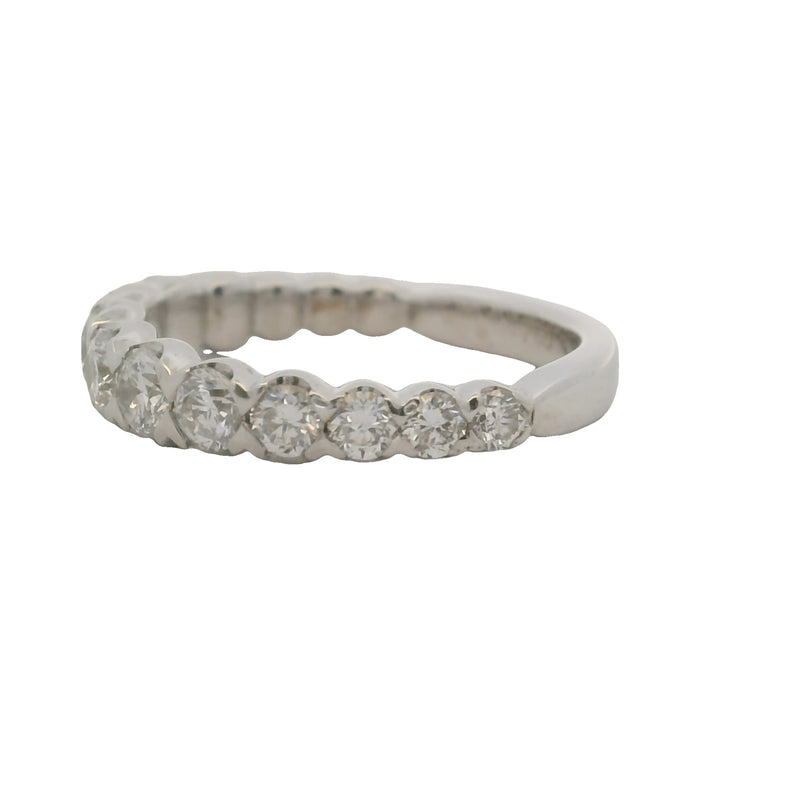 Solid 18kt White Gold and Graduated Diamond Half-Eternity Wedding Band Ring Size 3.5