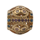 Pandora Rare Retired "Color Fresco" Multicolor CZ 14kt Yellow Gold Spacer Charm