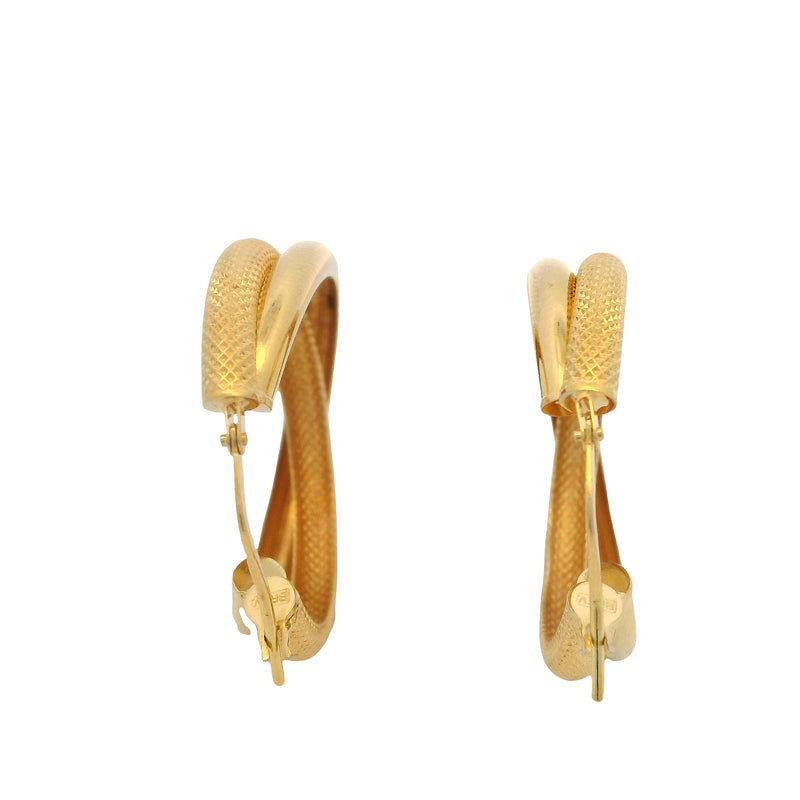 Vintage UnoAerre Solid 18kt Yellow Gold Polished and Textured 25mm Hoop Earrings