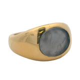 Gratas Solid 18kt Yellow Gold Dome Ring with Intaglio Glass Ostrich Signet Size 8