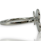 Micro Pave Natural Diamond Double Hearts Wrap Ring Size 6.5 14kt Solid White Gold