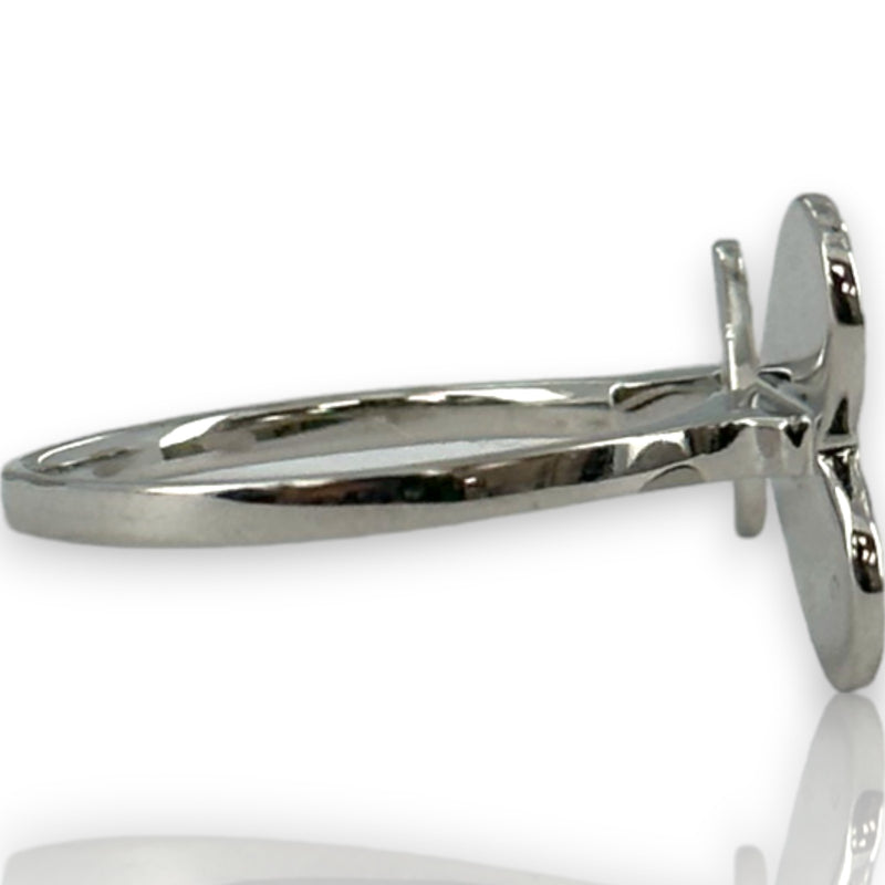 Micro Pave Natural Diamond Double Hearts Wrap Ring Size 6.5 14kt Solid White Gold