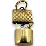 Vintage Wishing Well Good Luck Charm Pendant Solid 14kt Yellow Gold