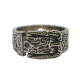 Gucci Garden 925 Sterling Silver Interlocking G Swirl Pattern Belt Buckle Ring Size 9.5 Made In Italy