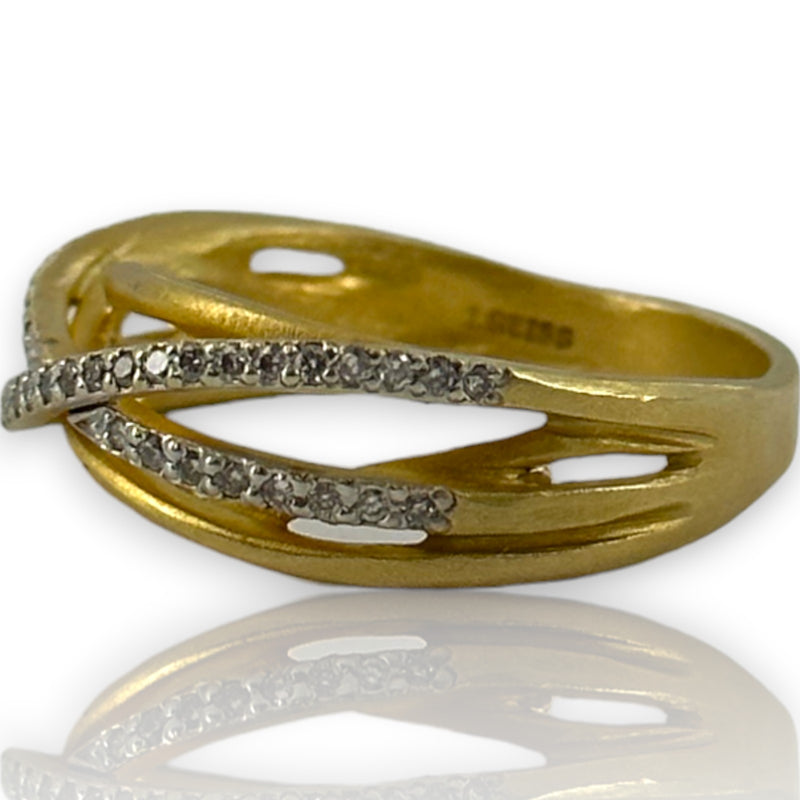 I. REISS Solid 14kt Yellow Gold Gallery Matte-Finish Arch Tube Ring Size 7.5