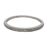 Solid 10kt White Gold and Diamond 1.7mm Thin Stackable Wedding Band Ring Size 7
