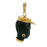 Vintage Corletto Italian 18k Yellow Gold and Ebony Wood Blackamoor Charm Pendant