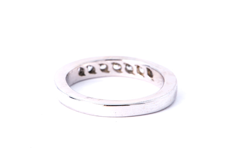 Cubic Zirconia Channel Set Wedding Band 14K 585 White Gold Ring Size 7 1/4