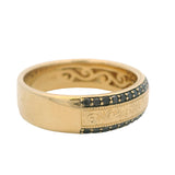 Neil Lane Solid 14kt Yellow Gold Scrollwork Black Diamond 6.4mm Men's Band Ring Size 10