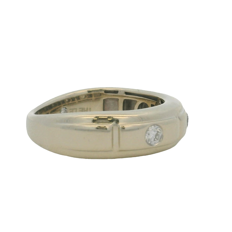 The Leo Retired Men's Solid 14kt White Gold and Diamond Geometric 3-Stone Band Ring Size 10.5