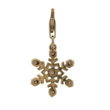 Solid Gold 14kt Yellow Gold and Diamond Winter Snowflake Clip On Charm