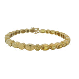 Vintage Solid 18kt Yellow Gold and Yellow Sapphire Mixed Cut Hinged Bangle 7" Bracelet