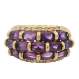 14kt Yellow Gold Amethyst and Diamond Cluster Statement Cocktail Ring Size 9