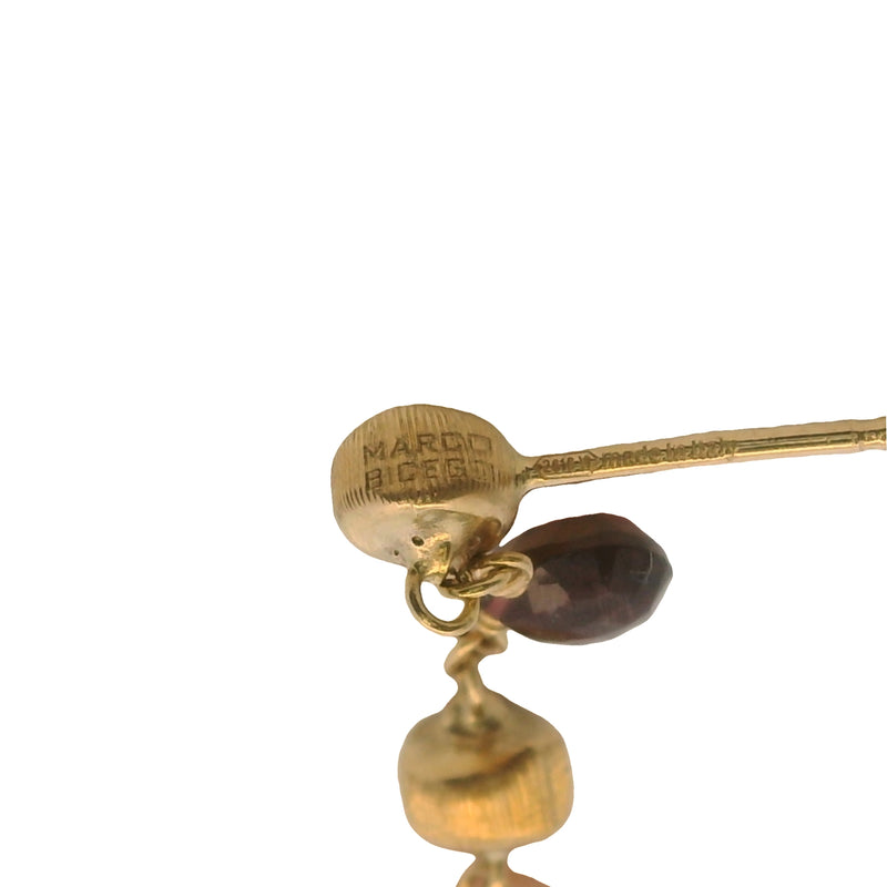 Marco Bicego Italian 18kt Yellow Gold Freshwater Pearl, Peridot, and Tourmaline Drop/Dangle Earrings