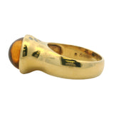 Vintage Susan Sadler Solid 18kt Yellow Gold Cabochon Citrine and Diamond Cocktail Ring Size 7