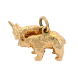 Vintage Solid 14kt Yellow Gold 3D Detailed Bear and Bull Market Wall Street Necklace Pendant