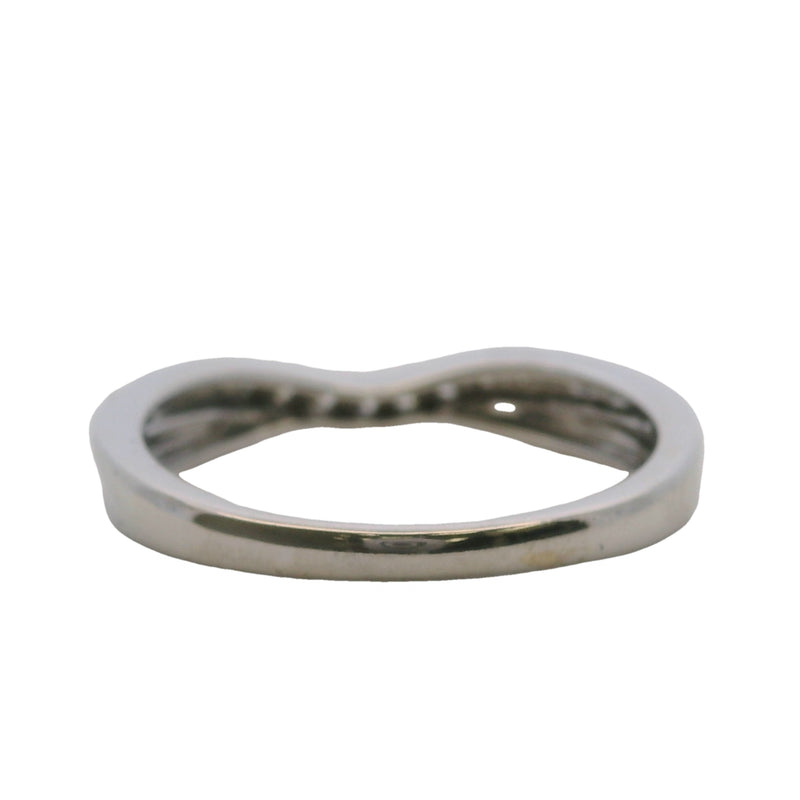 Solid 14kt White Gold and 0.17ctw Diamond Curved Crown Accent Band Ring