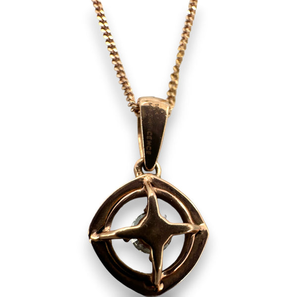 Zales Magnificence Collection 10kt Rose Gold Diamond Pendant with Sapphire Lens Magnifier on 16-18" Adjustable Chain