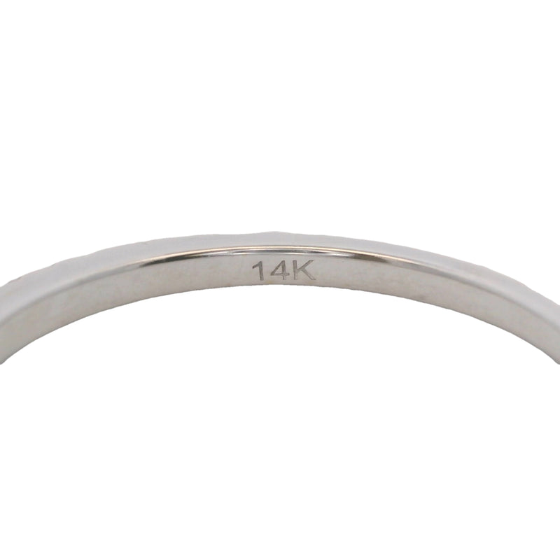 Solid 14kt White Gold and Diamond Thin Dainty Stackable Wedding Band Ring Size 7