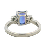 Solid 900 Platinum 2.64ct Tanzanite Solitaire Ring with 6 Accent Diamonds Size 9