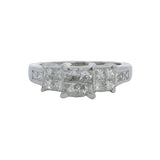 950 Platinum and 1ctw Princess Cut Diamond Cluster Tiered Engagement Ring Sz 5.5