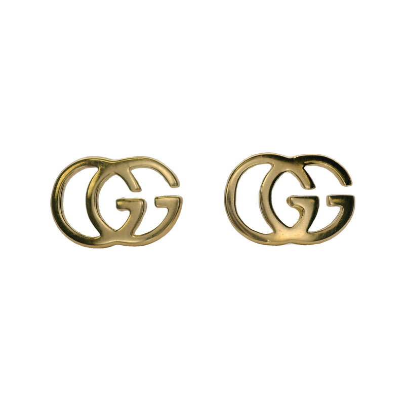 Gucci GG Running Logo Stud Earrings In Solid 18kt Yellow Gold Made in Italy