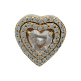 Pandora 14kt Yellow Gold and CZ Leveled Hearts Bead Double Halo Slider Charm