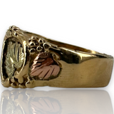 Vintage 10kt 417 Tri Color Black Hills Gold Grape Vine Leaf Ring Size 7.5