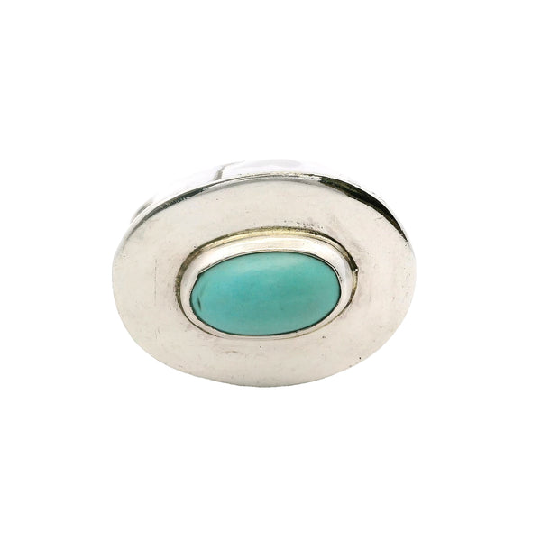 Wayne Aguilar 925 Sterling Silver and Cabochon Turquoise Oval Kewa Native American Pendant (3)