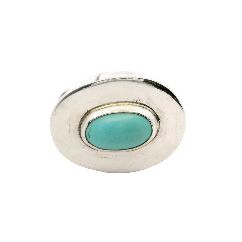Wayne Aguilar 925 Sterling Silver and Cabochon Turquoise Oval Kewa Native American Pendant (3)