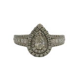 Vera Wang Love Pear Diamond Double Halo Frame 14kt White Gold Engagement Ring Size 8.75