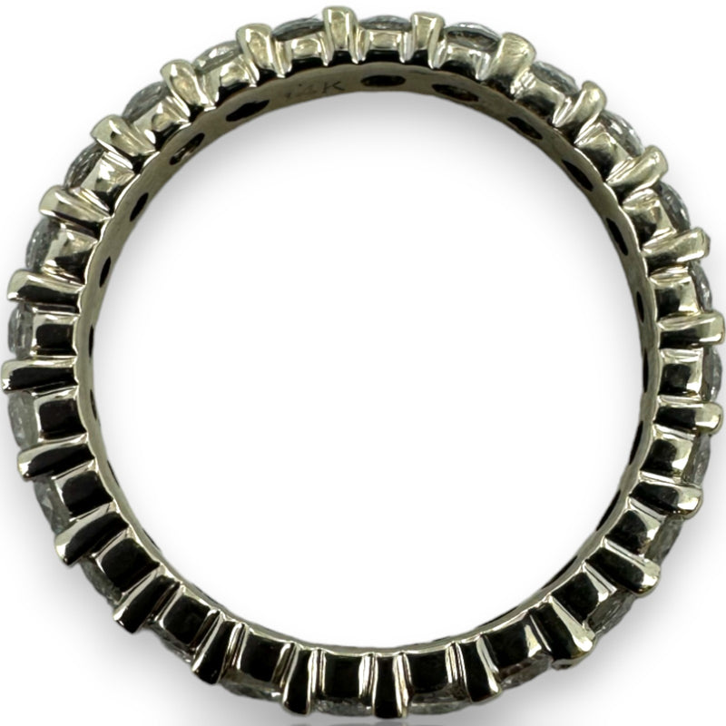 Anillo de bodas de eternidad con diamantes, talla 5.5, oro blanco de 14 kt, rodiado, 1 ct.