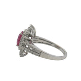 EFFY 14kt White Gold 1.75ct Ruby Multi-Cut Diamond Halo Statement Ring Size 9