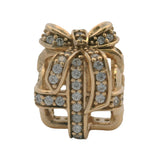 Pandora Retired 14kt Yellow Gold "All Wrapped Up" Gift Box CZ Spacer Bead Charm