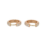 Vintage Solid 18kt Rose Gold and 1.92ctw Diamond 15mm Huggie Hoop Earrings