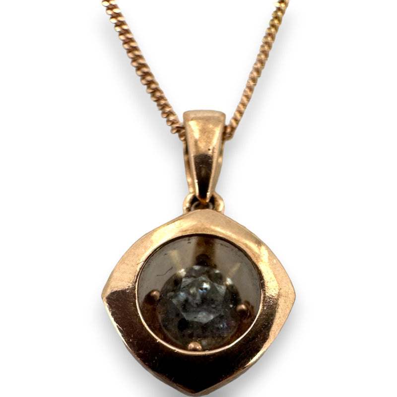 Zales Magnificence Collection 10kt Rose Gold Diamond Pendant with Sapphire Lens Magnifier on 16-18" Adjustable Chain