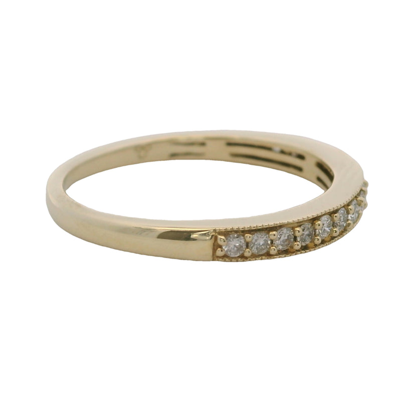 10kt Yellow Gold and Diamond Half-Eternity Stackable Wedding Band Ring Size 7