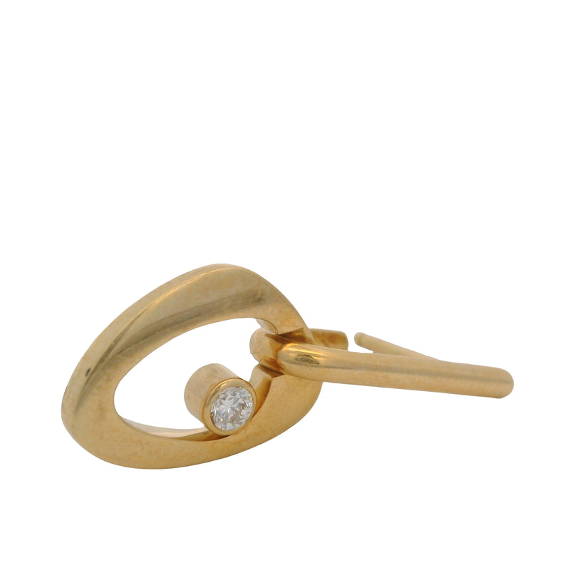 Georg Jensen Rare Solid 18kt Yellow Gold Modern Single Dangle Earring with Diamond