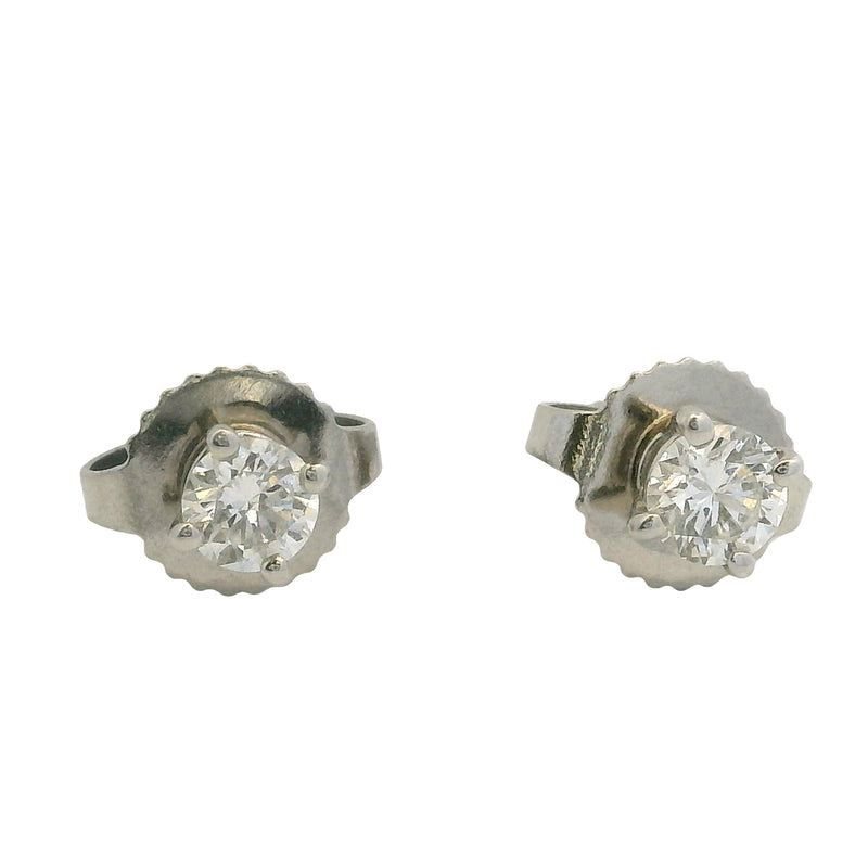 Tiffany & Co Solid 950 Platinum Solitaire 0.31ctw Diamond Stud Earrings