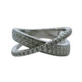 QCD 14kt White Gold and Diamond Crossover Cluster Ring Size 7