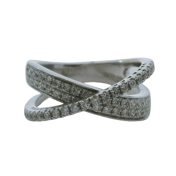 QCD 14kt White Gold and Diamond Crossover Cluster Ring Size 7