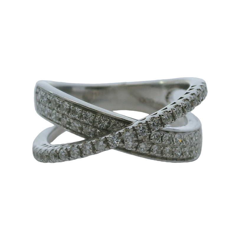 QCD 14kt White Gold and Diamond Crossover Cluster Ring Size 7
