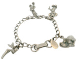 Vintage Walt Disney Solid 925 Sterling Silver Classic Characters 6" Chain Charm Bracelet
