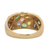 EFFY Solid 14kt Yellow Gold Multi-Colored Sapphire and Diamond Starfish Cluster Cocktail Ring Size 10.5