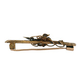 Late Victorian 14kt Yellow Gold Branch Flower Green Leaf Art Nouveau Brooch with Diamond