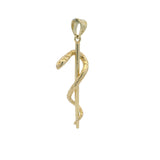 Vintage Solid 14kt Gold Medical Staff Snake Rod of Asclepius Charm Pendant