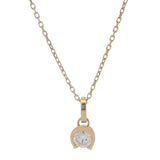 Pandora Solid 14kt Yellow Gold Lab Grown Diamond Horseshoe Pendant on 17.5" Chain