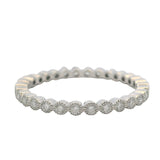 Noemie Solid 18kt White Gold and Diamond Milgrain Bezel Eternity Stackable Ring Size 7.5