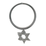 Djula Solid 18kt White Gold and 0.24ctw Diamond Star of David Dangle Pinky Ring Size 2.5