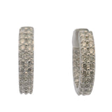 Solid 14kt White Gold And 2ctw Diamonds IGI Certified Inside Out 20mm Hoop Earrings